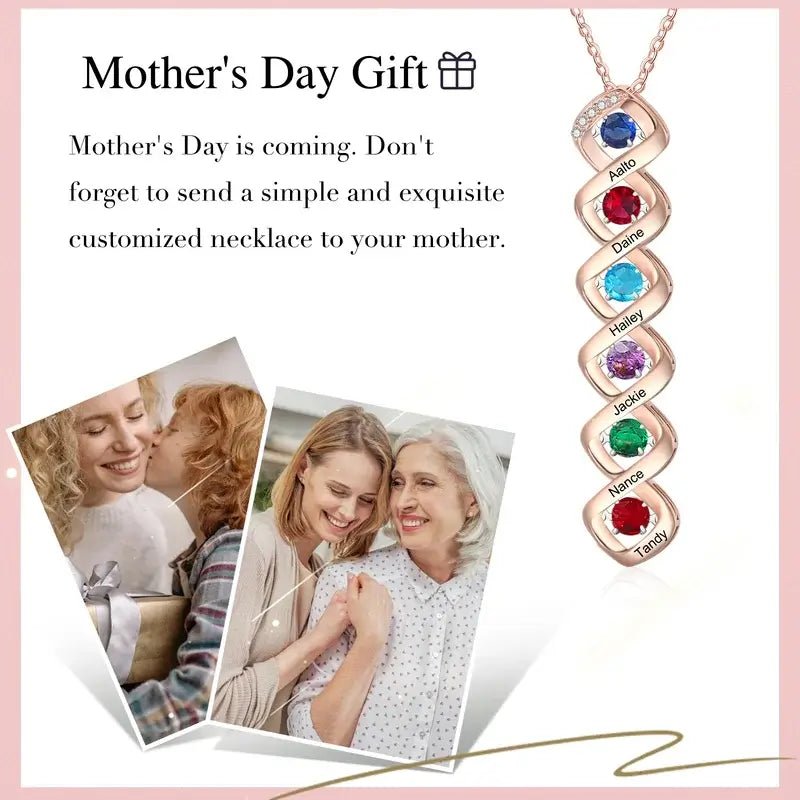 Halskette für Mama, Kette mit Geburtsstein, Personalisierte Kette, Kette mit Gravur, Namenskette, Geschenk für Mama