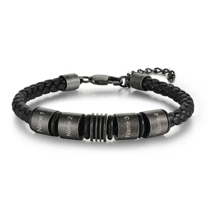 Geflochtenes personalisiertes Herren-Lederarmband | Herren-Namensarmband