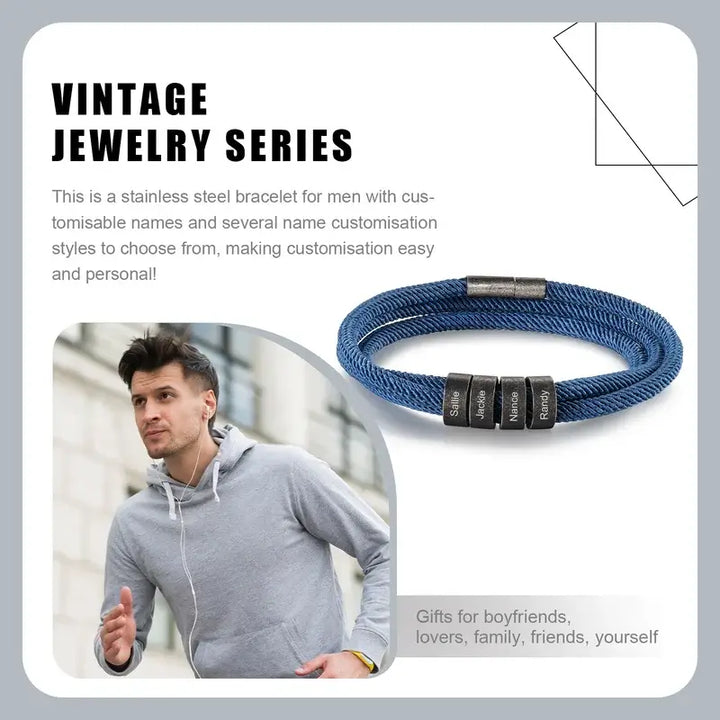 Personalisiertes Armband von Männern | Nennen Sie Armband für Männer | Graviertes Armband für Männer