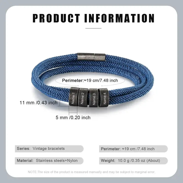 Personalisiertes Armband von Männern | Nennen Sie Armband für Männer | Graviertes Armband für Männer
