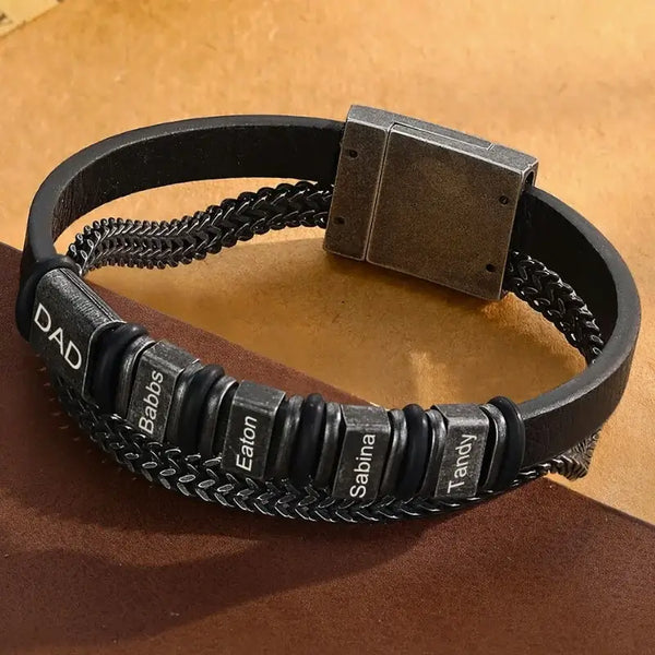 Personalisiertes Herren-Lederarmband | Herrenarmband mit Namensgravur