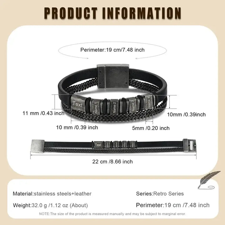 Personalisiertes Herren-Lederarmband | Herrenarmband mit Namensgravur