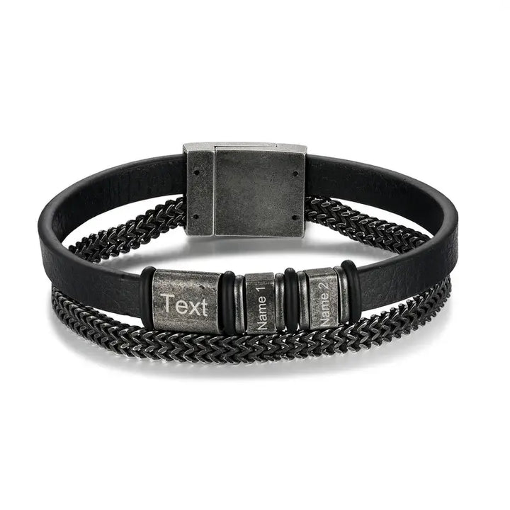 Personalisiertes Herren-Lederarmband | Herrenarmband mit Namensgravur
