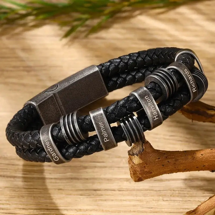 Personalisiertes Herren-Lederarmband, graviertes Namensarmband für Ihn