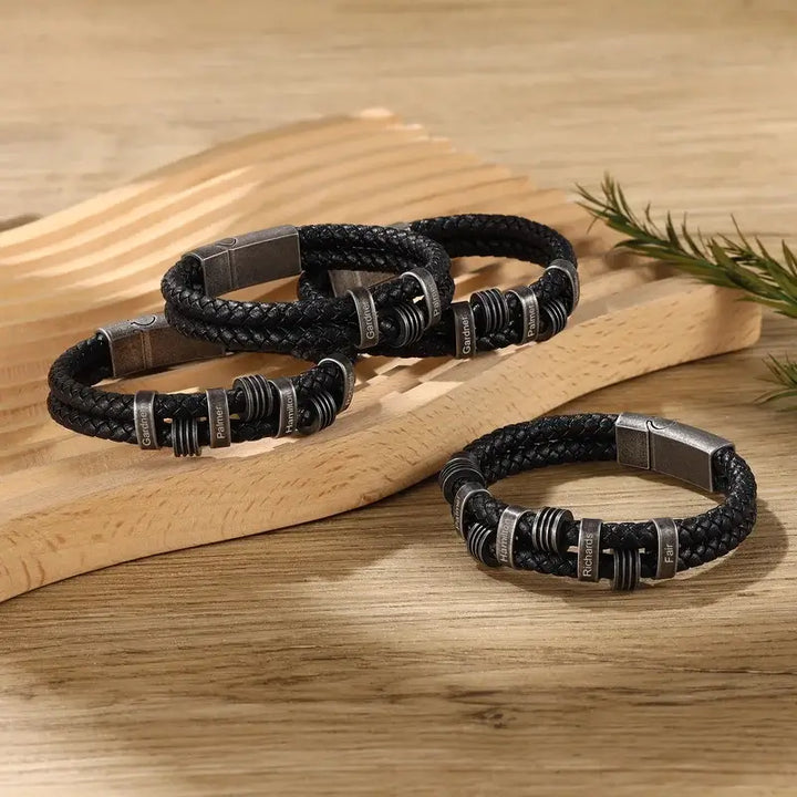Personalisiertes Herren-Lederarmband, graviertes Namensarmband für Ihn