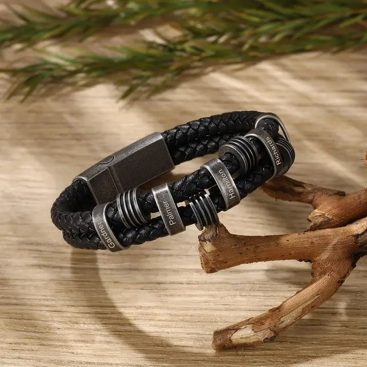 Personalisiertes Herren-Lederarmband, graviertes Namensarmband für Ihn