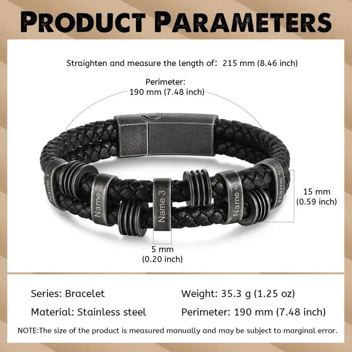Personalisiertes Herren-Lederarmband, graviertes Namensarmband für Ihn