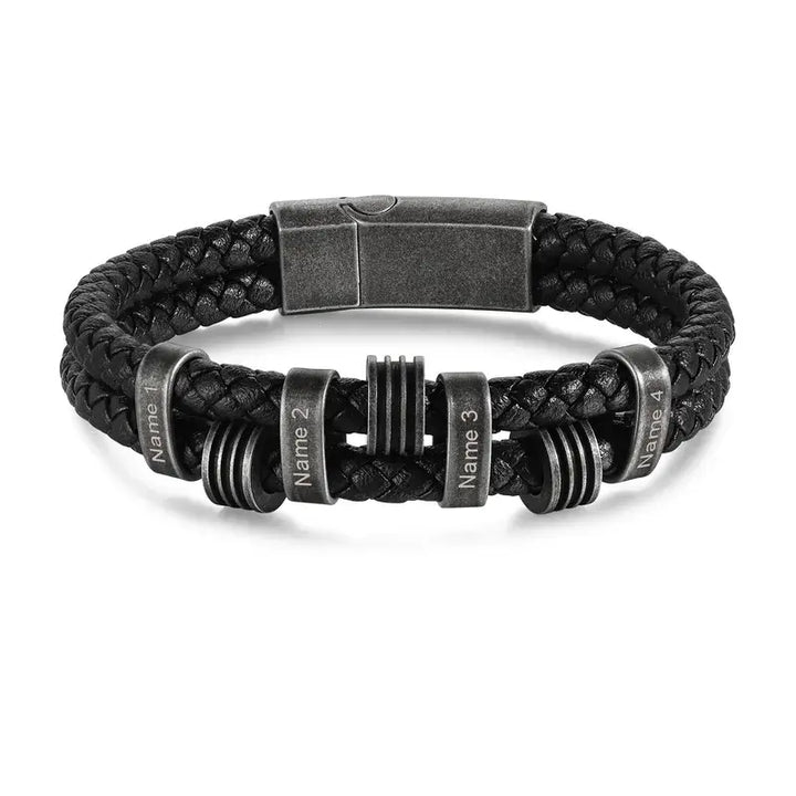 Personalisiertes Herren-Lederarmband, graviertes Namensarmband für Ihn