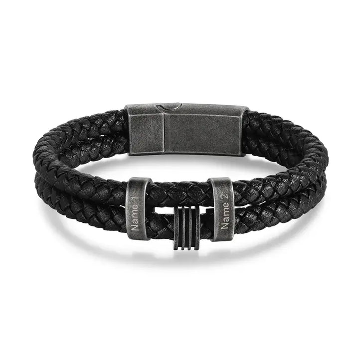 Personalisiertes Herren-Lederarmband, graviertes Namensarmband für Ihn