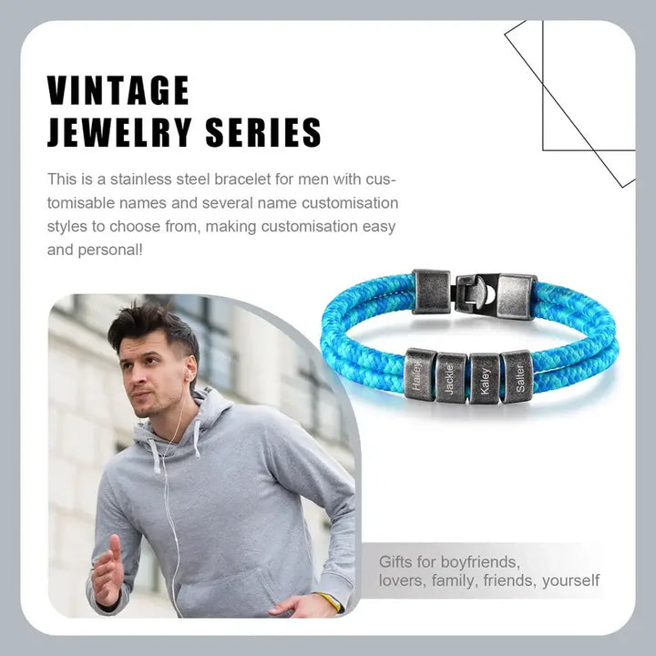Personalisiertes Herrenarmband, Namensarmband für Herren, Armband für Ihn, Vatertagsarmband