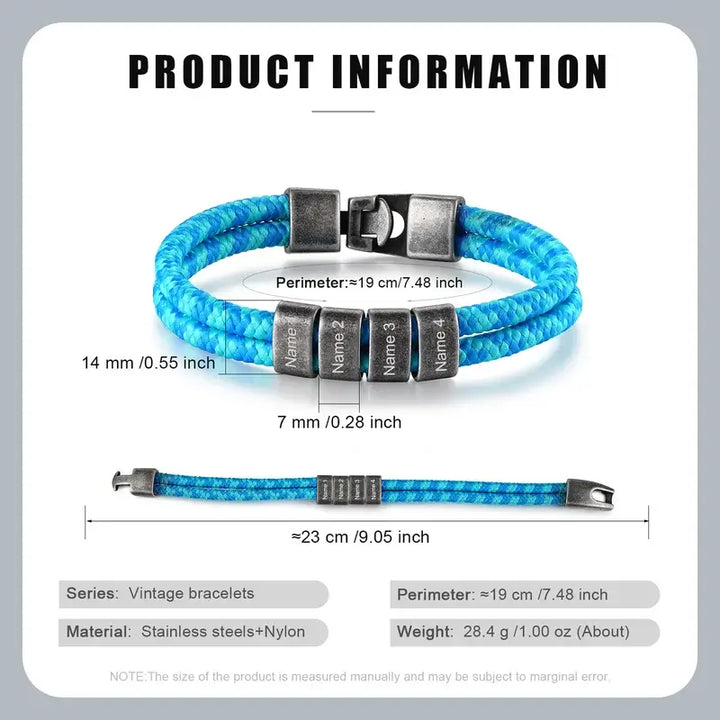 Personalisiertes Herrenarmband, Namensarmband für Herren, Armband für Ihn, Vatertagsarmband