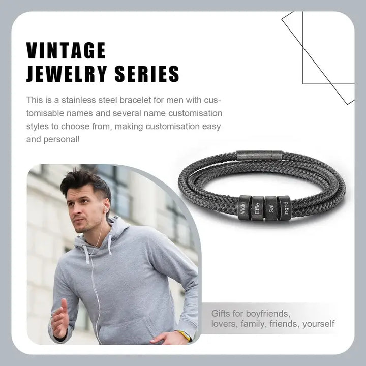 Personalisiertes Herrenarmband | Namensarmband für Männer | Gravierte Armbänder für Männer