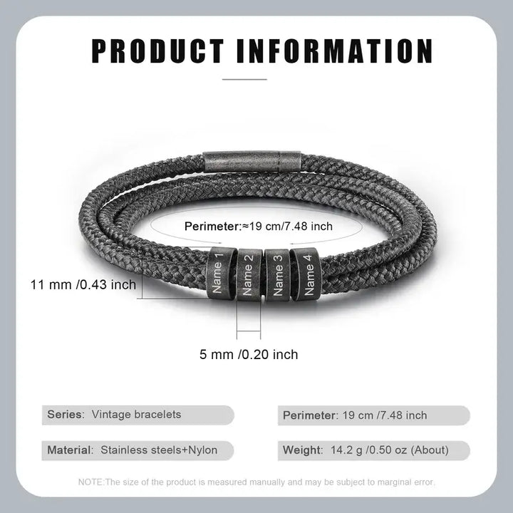 Personalisiertes Herrenarmband | Namensarmband für Männer | Gravierte Armbänder für Männer