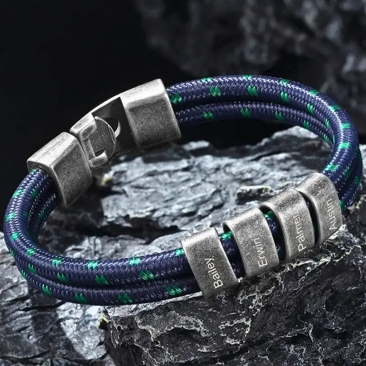 Personalisiertes Herrenarmband | Namensgravurarmband für Männer | Herrenarmband aus Nylonschnur