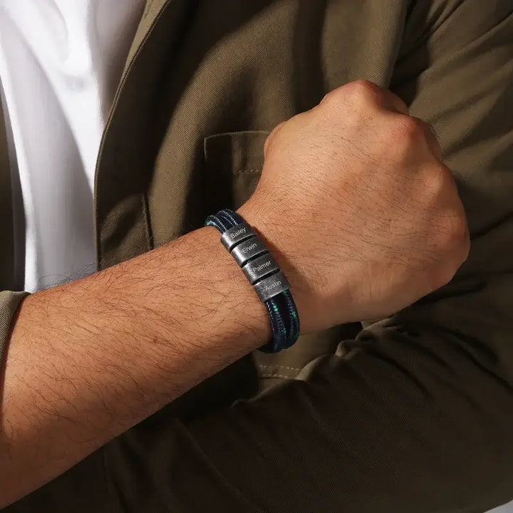 Personalisiertes Herrenarmband | Namensgravurarmband für Männer | Herrenarmband aus Nylonschnur