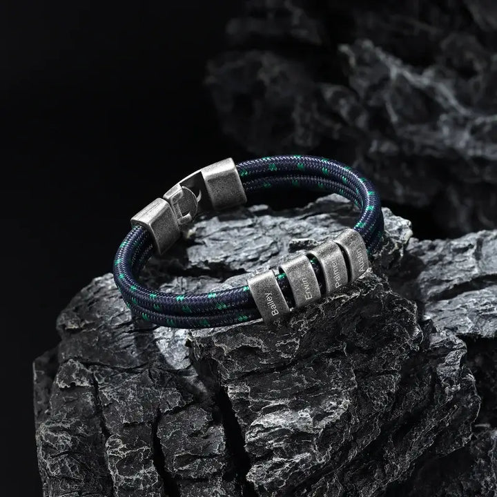 Personalisiertes Herrenarmband | Namensgravurarmband für Männer | Herrenarmband aus Nylonschnur