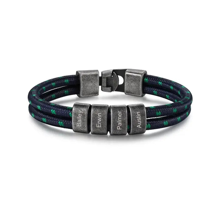 Personalisiertes Herrenarmband | Namensgravurarmband für Männer | Herrenarmband aus Nylonschnur