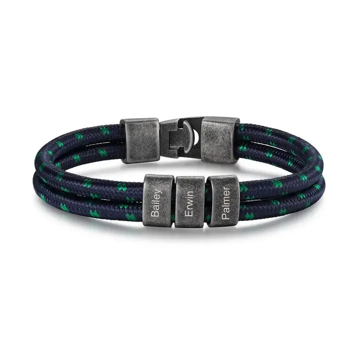 Personalisiertes Herrenarmband | Namensgravurarmband für Männer | Herrenarmband aus Nylonschnur