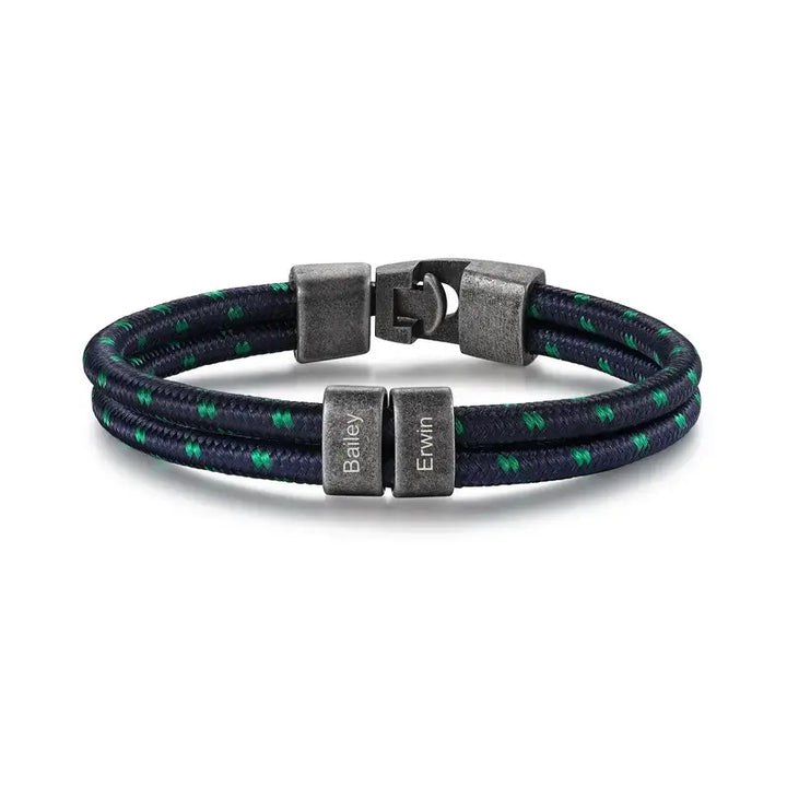 Personalisiertes Herrenarmband | Namensgravurarmband für Männer | Herrenarmband aus Nylonschnur