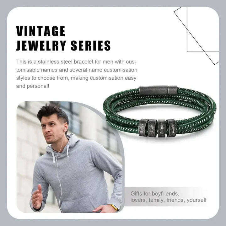 Personalisiertes Männerarmband | Nennen Sie Armband für Männer | Graviertes Armband für Männer