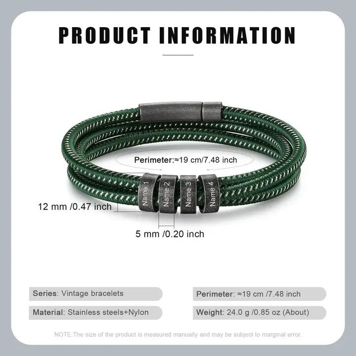 Personalisiertes Männerarmband | Nennen Sie Armband für Männer | Graviertes Armband für Männer