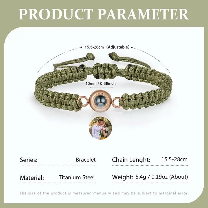 Geflochtenes Armband mit Bild | Armband mit Foto Projektion | 5 Farben