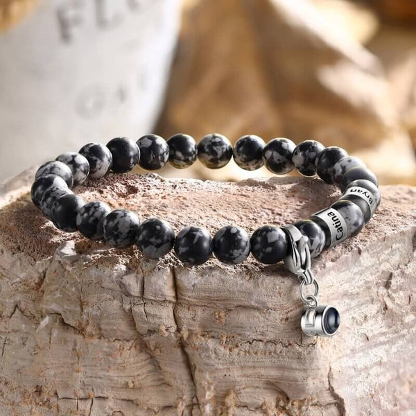 Malachit Perlenarmband mit Bild innen | Armband mit Foto Projektion