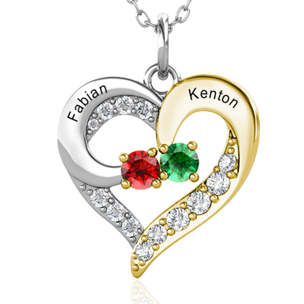 2 Birthstones 2 Name Necklace