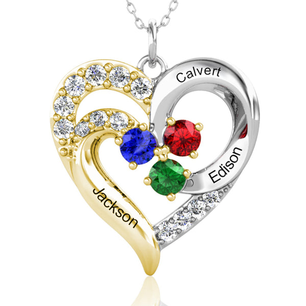 3 Birthstones 3 Name Necklace