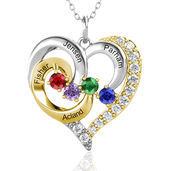 4 Birthstones 4 Name Necklace
