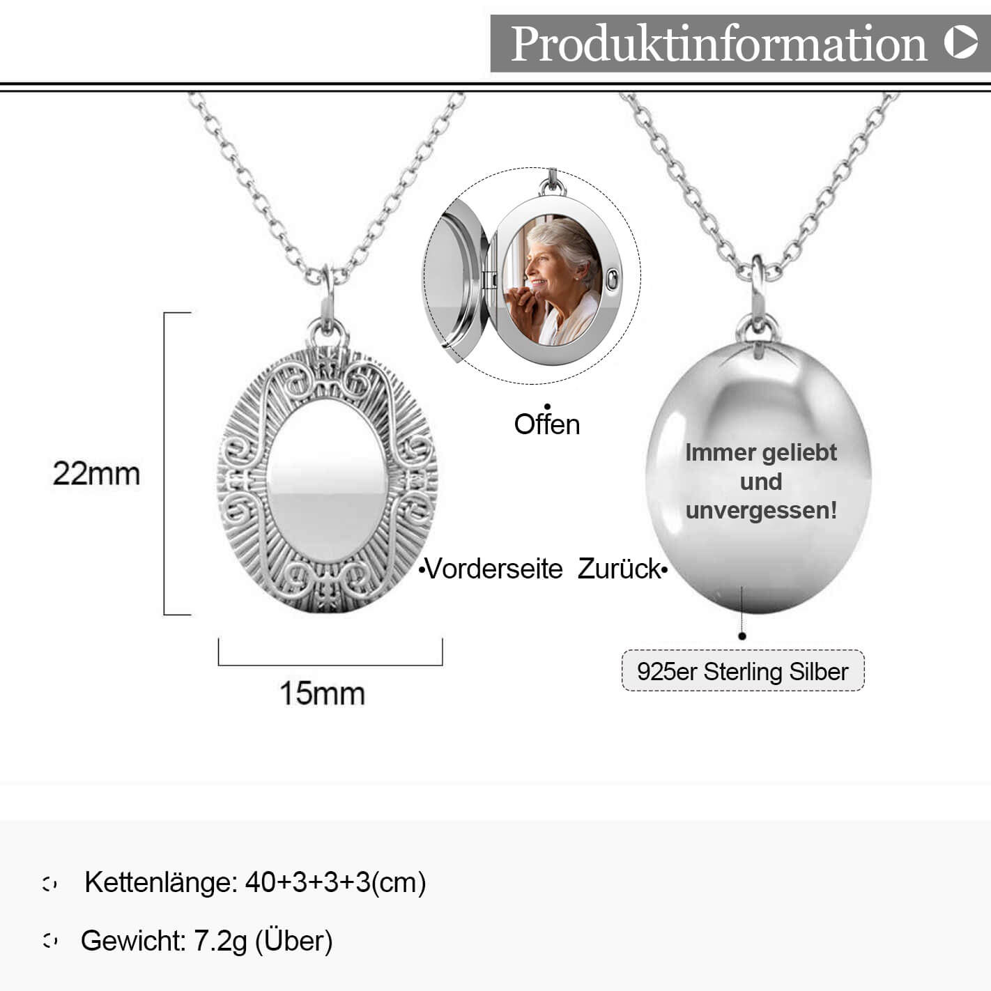 Medaillon Kette - Medaillon mit Foto