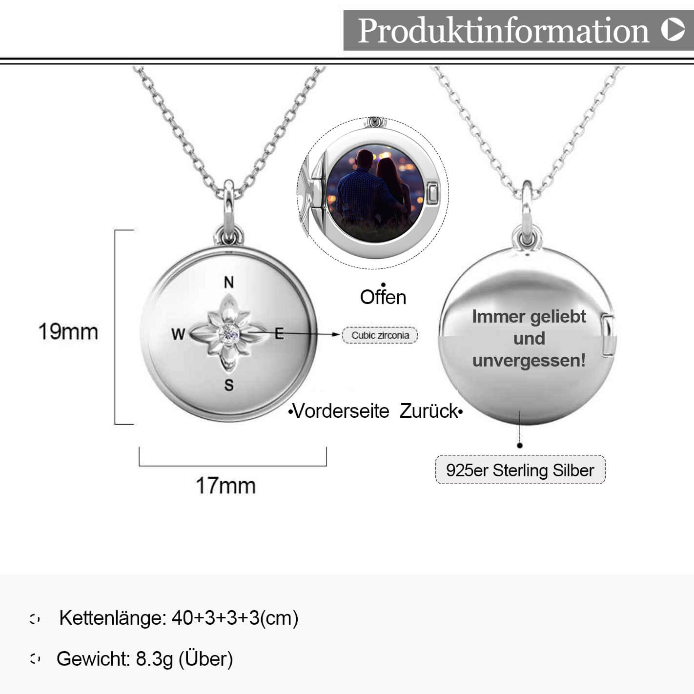 Medaillon Kette - Medaillon mit Foto