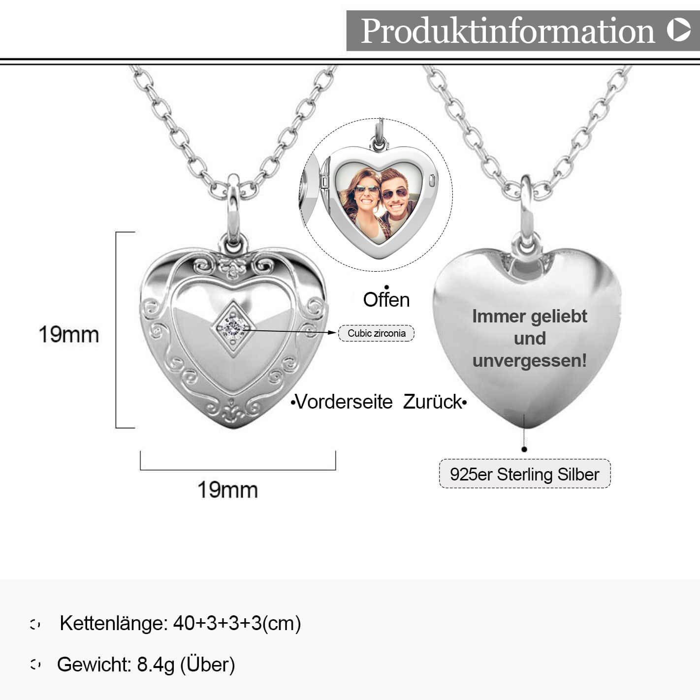Medaillon Kette - Medaillon mit Geburtsstein