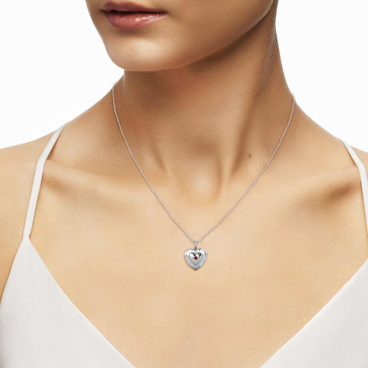 Heart Photo Locket Necklace with Birthstone