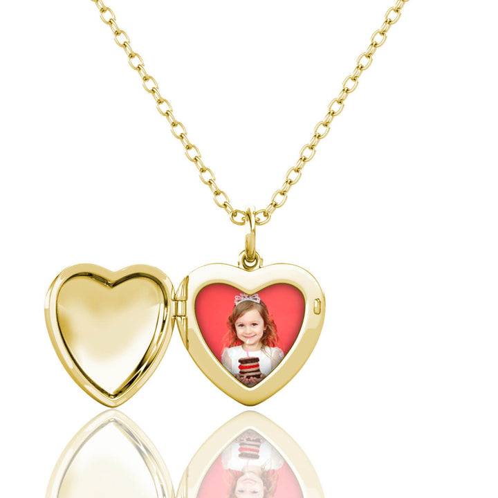 Heart Photo Locket Necklace with Birthstone