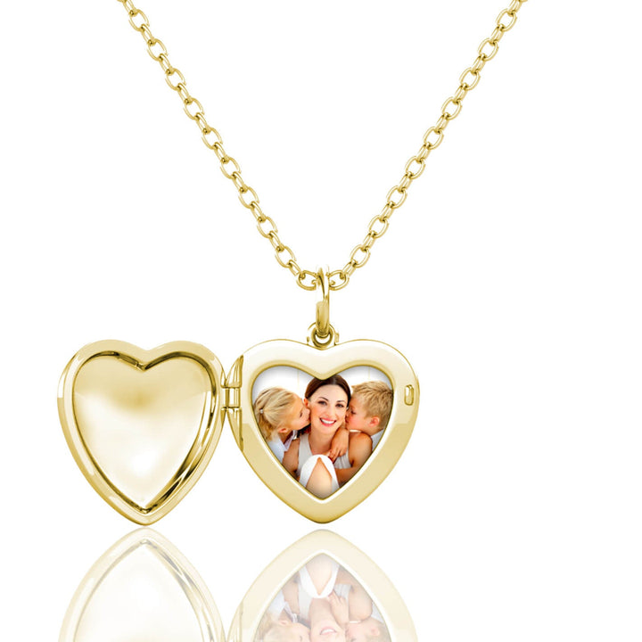 Heart Photo Locket Necklace with Birthstone