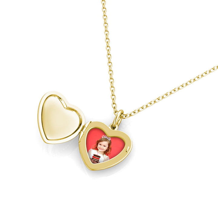 Heart Photo Locket Necklace with Birthstone