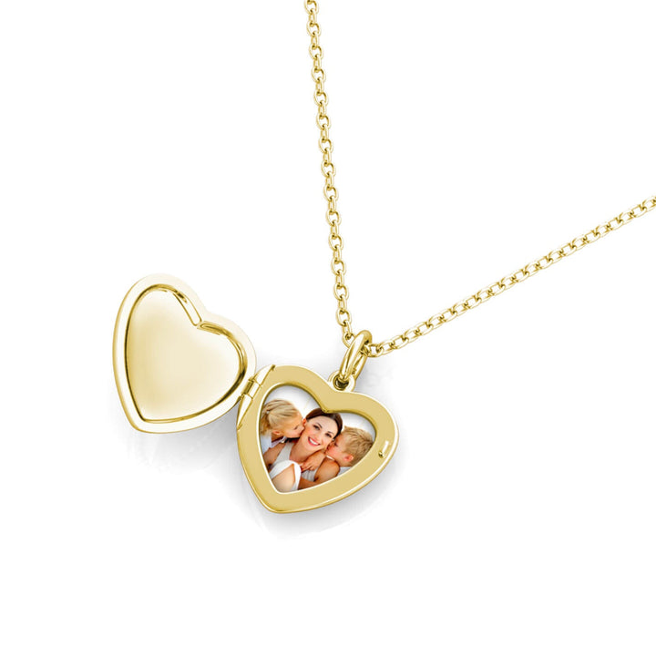 Heart Photo Locket Necklace with Birthstone
