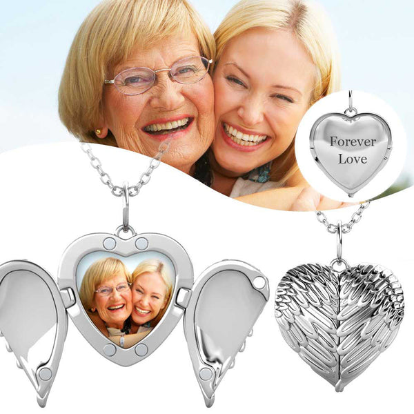 Angel Wings Photo Locket Necklace