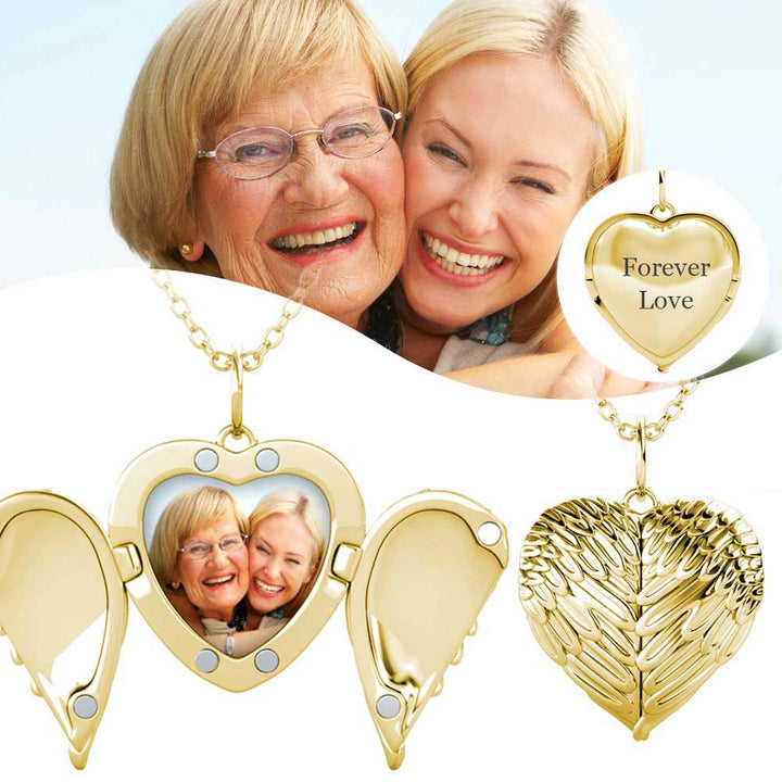 Angel Wings Photo Locket Necklace
