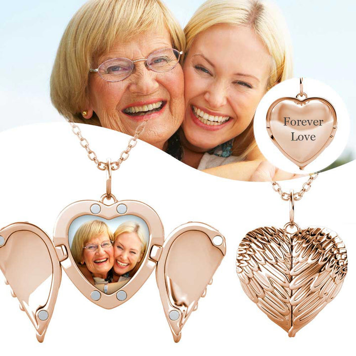 Angel Wings Photo Locket Necklace