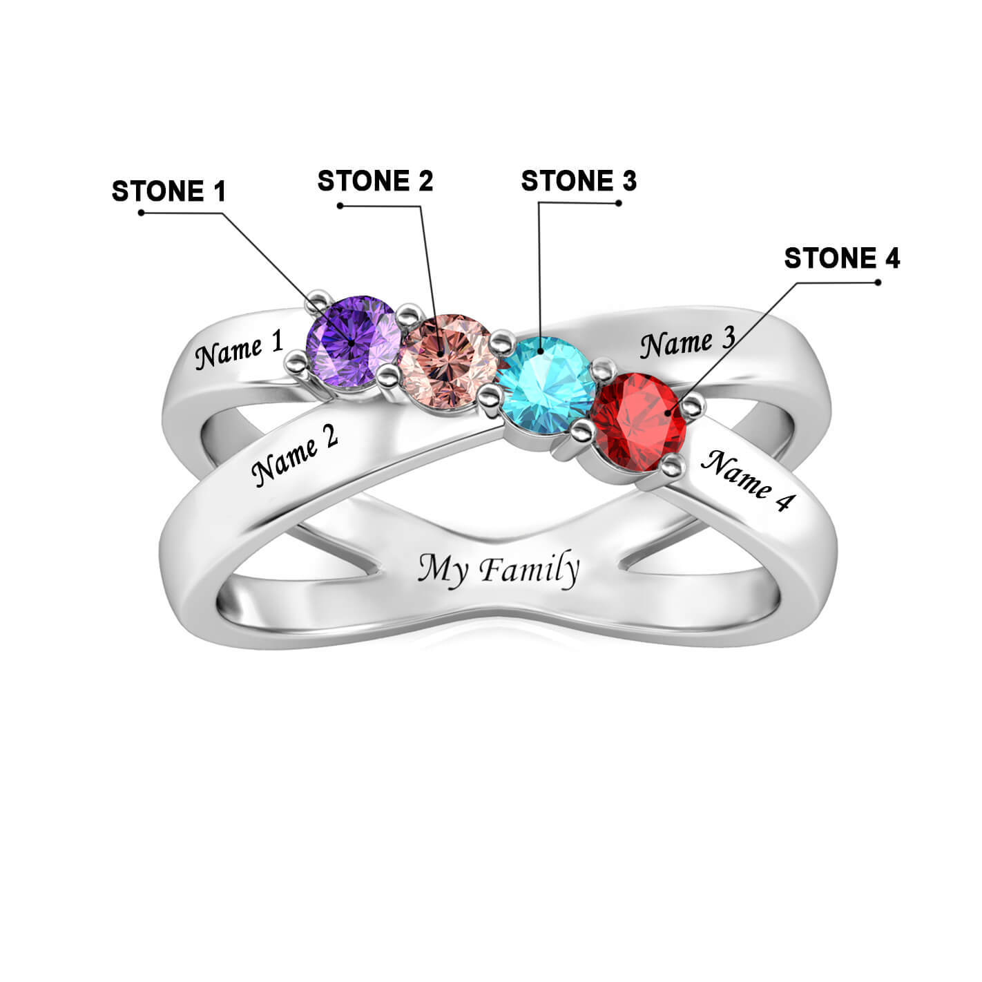 4 Birthstones Ring