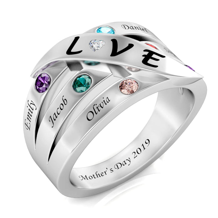 6 Birthstones Mother's Ring