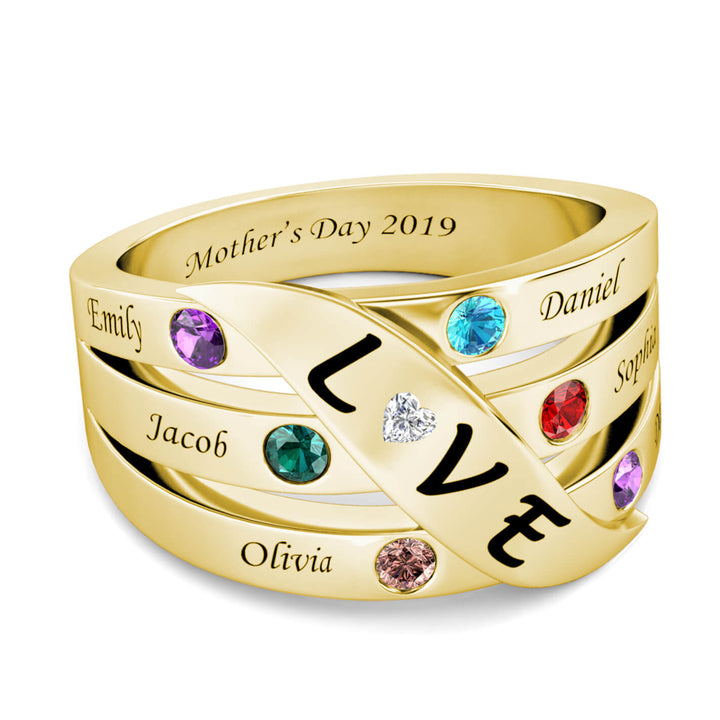 6 Birthstones Mother's Ring