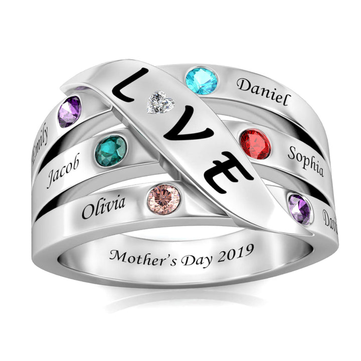 6 Birthstones Mother's Ring