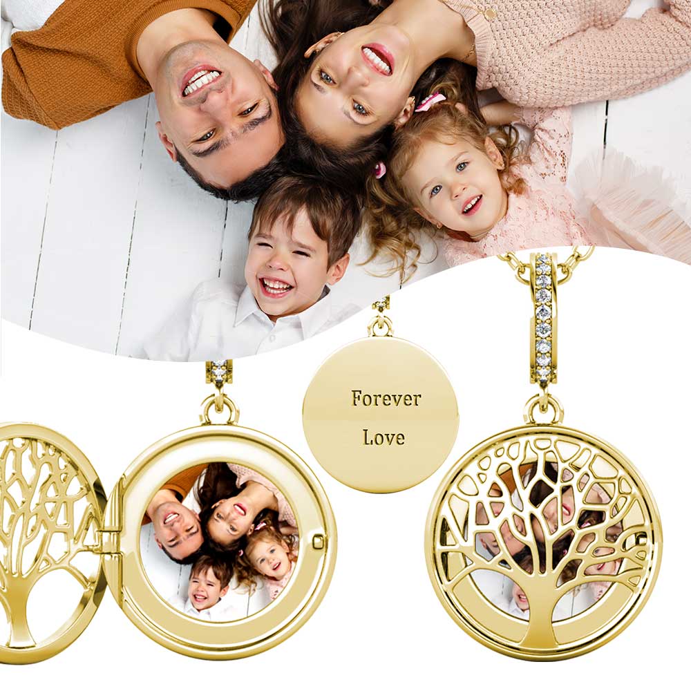 Family Tree Photo Locket Necklace