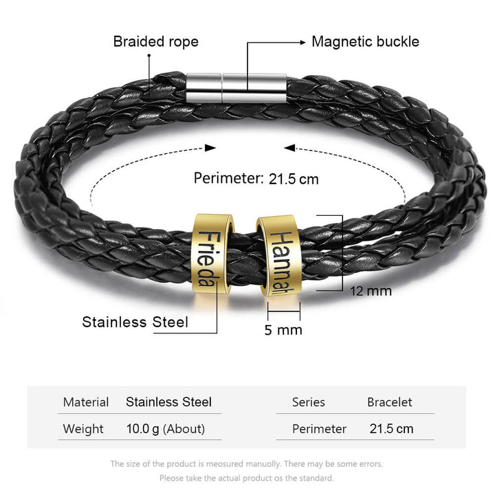 Men's Engraved 2 Beads Bracelet