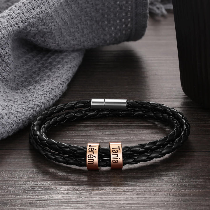 Men's Engraved 2 Beads Bracelet