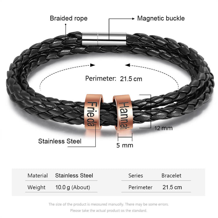 Men's Engraved 2 Beads Bracelet