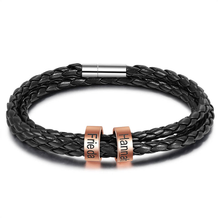 Men's Engraved 2 Beads Bracelet